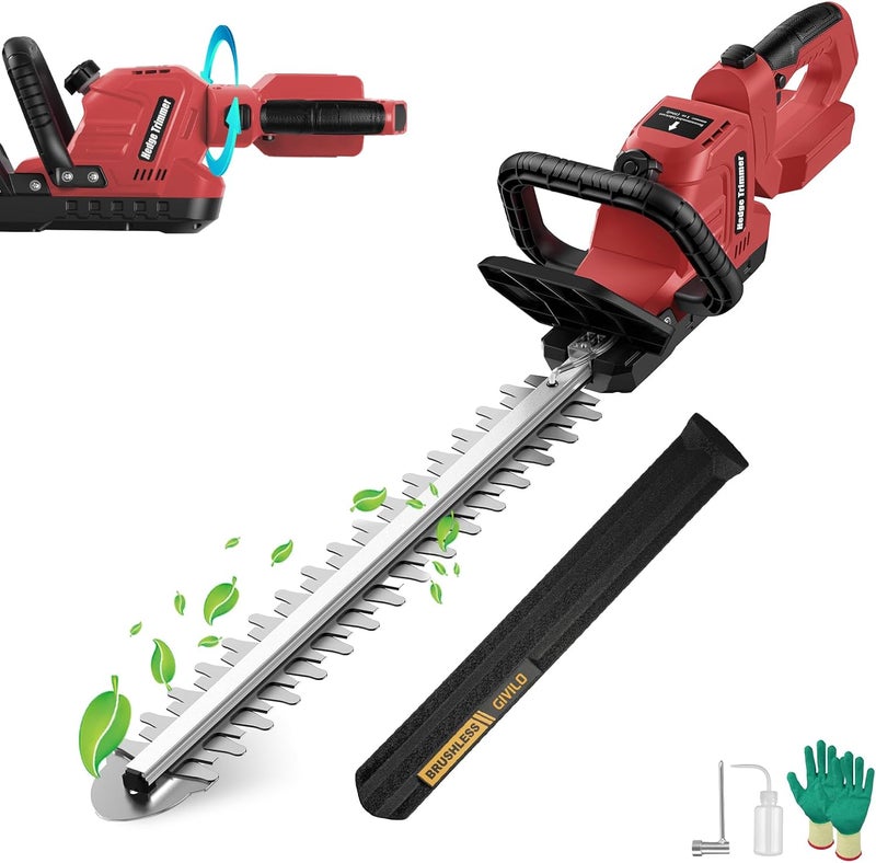 Givilo Cordless Hedge Trimmer Compatible with Milwaukee M18 Battery, 20-Inch Electric Hedge Trimmer, Battery Powered Brushless Bush Trimmer, 2/3'' Cutting Capacity, Lightweight & Rotatable Handle(No Battery) - Image 1